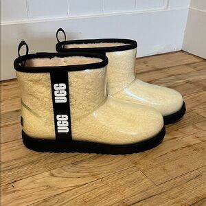UGG Cream and Black Shearling Boots